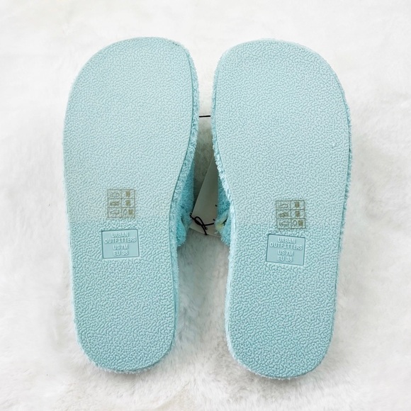 NWT Urban Outfitters Ava Terrycloth Slides In Blue - Picture 4 of 4